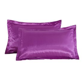 Pure color silk single pillow case (Option: Purple-A pair)