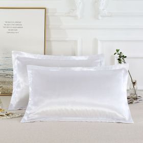 Pure color silk single pillow case (Option: White-A pair)