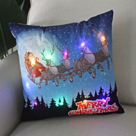 1pc Christmas Cushion Cover 45x45 Led Light Christmas Decorations for Home Santa Claus Printed Christmas Pillow Case (Color: as pic C)